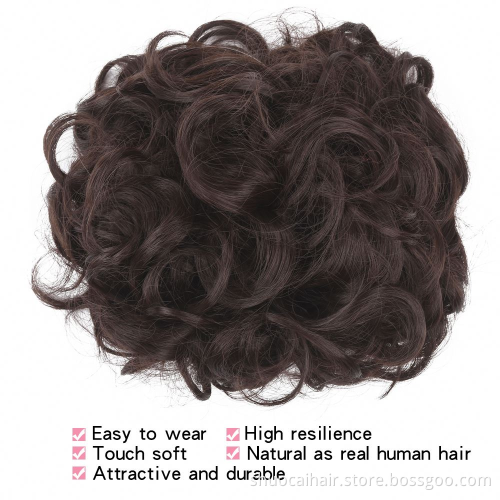 High Quality 2 Plastic Comb Clip In Curly Synthetic Hair Pieces Chignon Hair Bang With Gold Bun Extension Hair Accessories